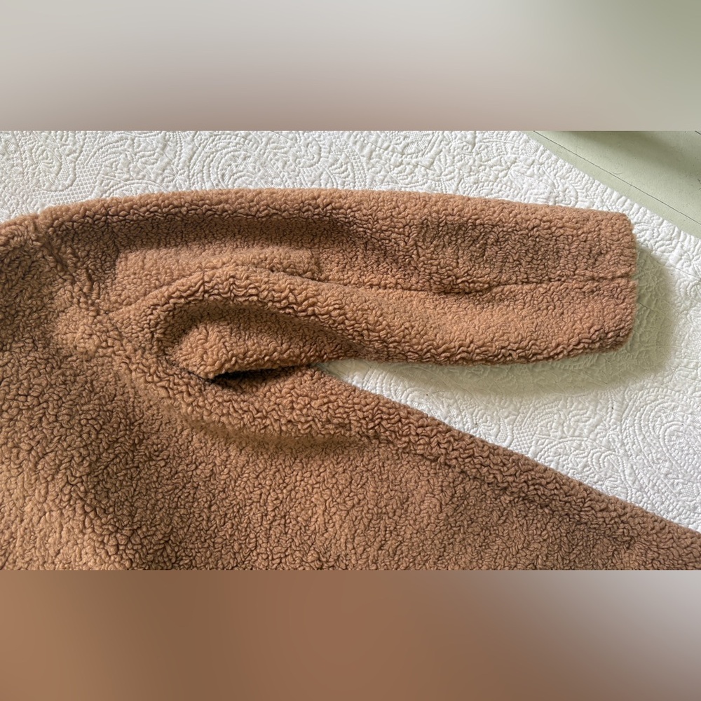 NWT Uniqlo Women's jacket Coat Brown Dark Beige Faux Shearling Jacket - size XS - Picture 8 of 13